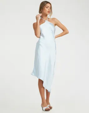 Kimora Midi Dress in Satin Ice Blue