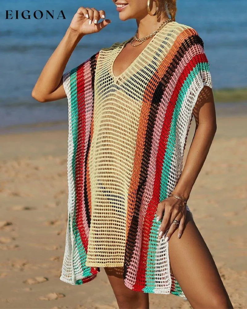 Knit rainbow sun cover-up