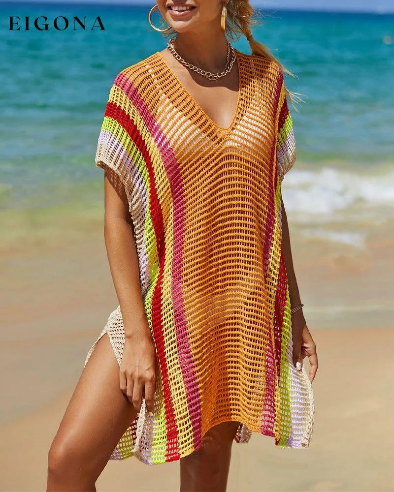 Knit rainbow sun cover-up