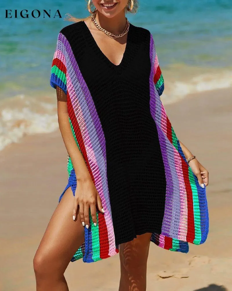 Knit rainbow sun cover-up