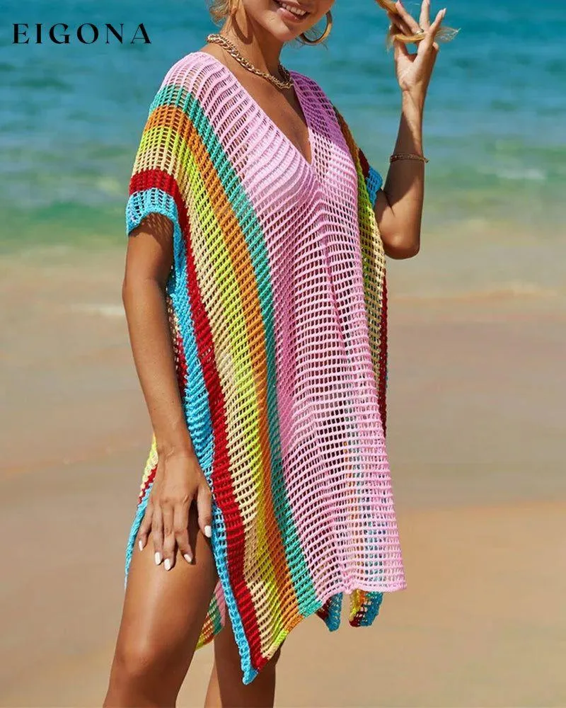 Knit rainbow sun cover-up