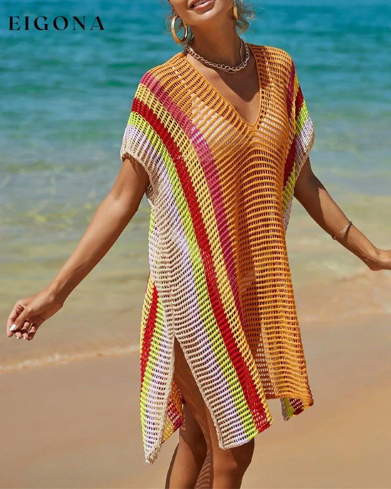 Knit rainbow sun cover-up