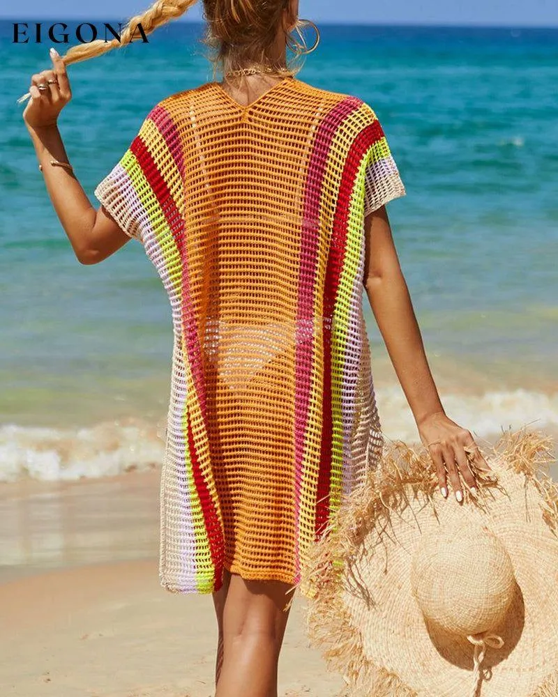 Knit rainbow sun cover-up