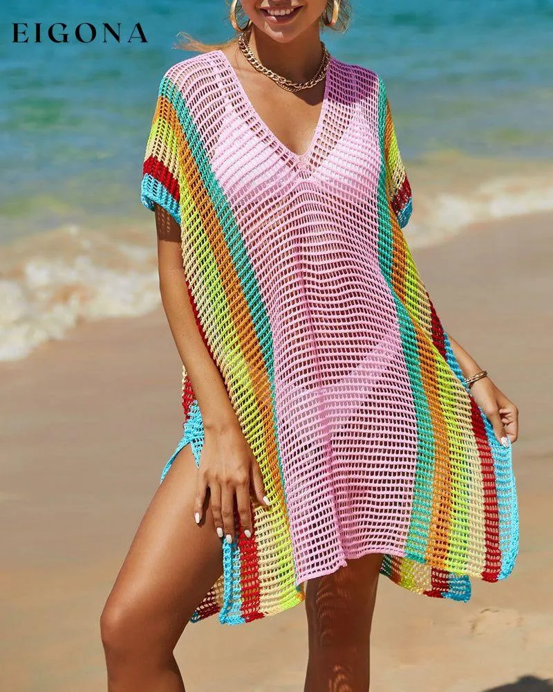 Knit rainbow sun cover-up