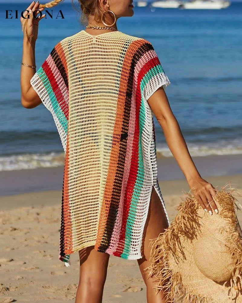 Knit rainbow sun cover-up