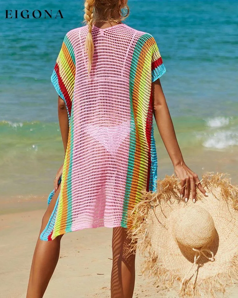 Knit rainbow sun cover-up