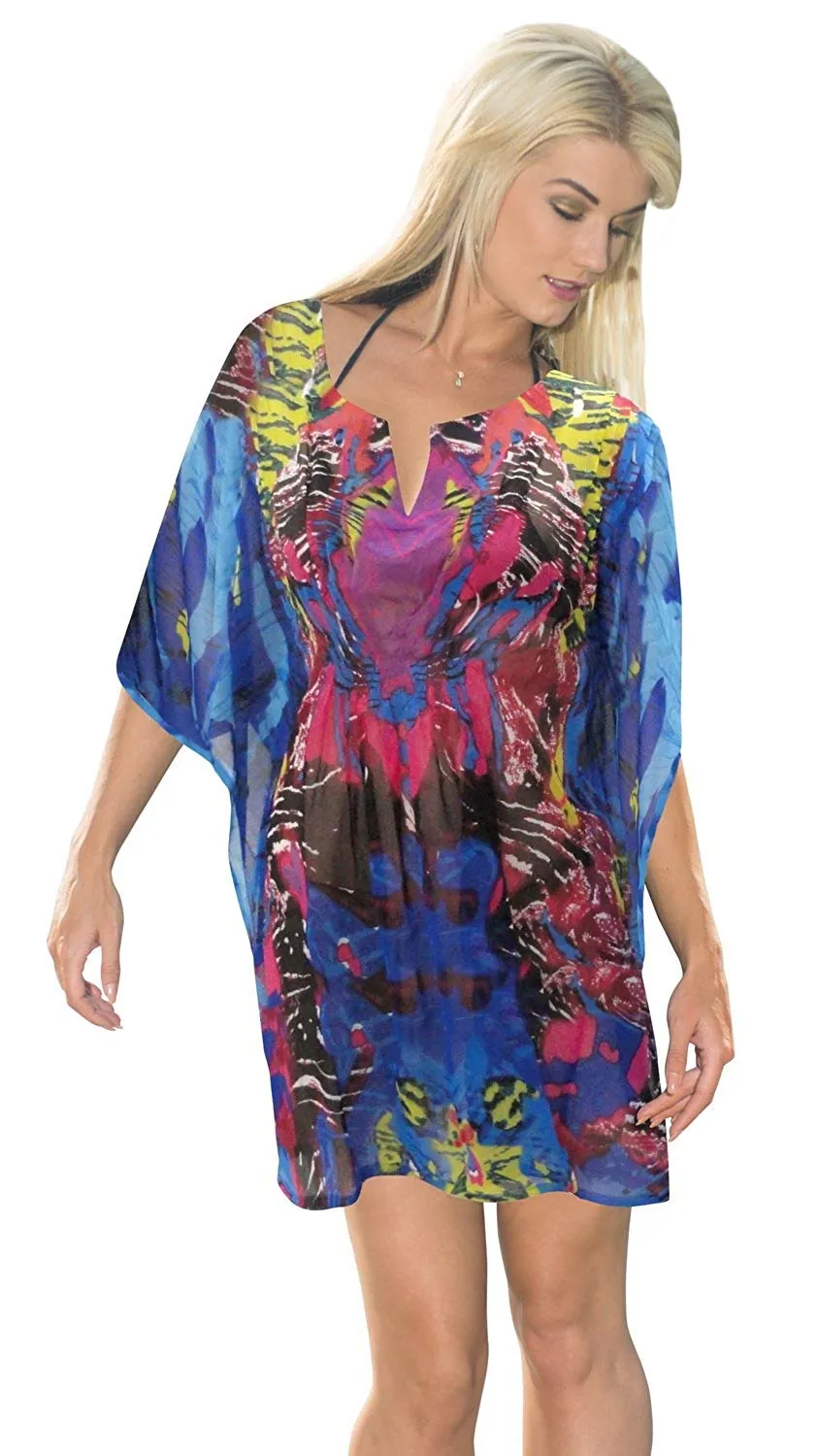 LA LEELA Bikini Swimwear Swimsuit Beach Cover ups Women Summer Dress Printed