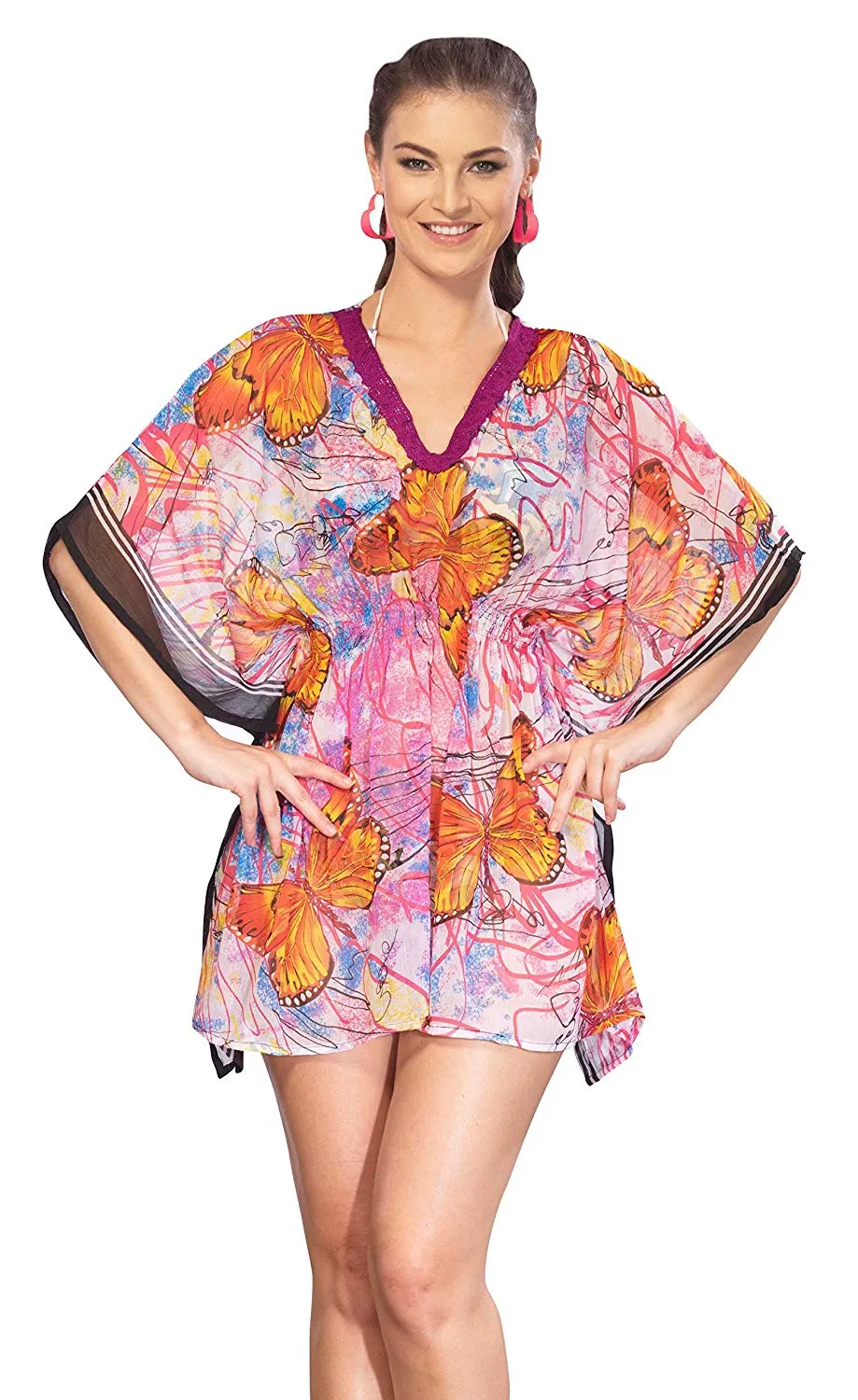 LA LEELA Cover-ups Beach Bikini wear Swimsuit Caftan Dress Women's Printed