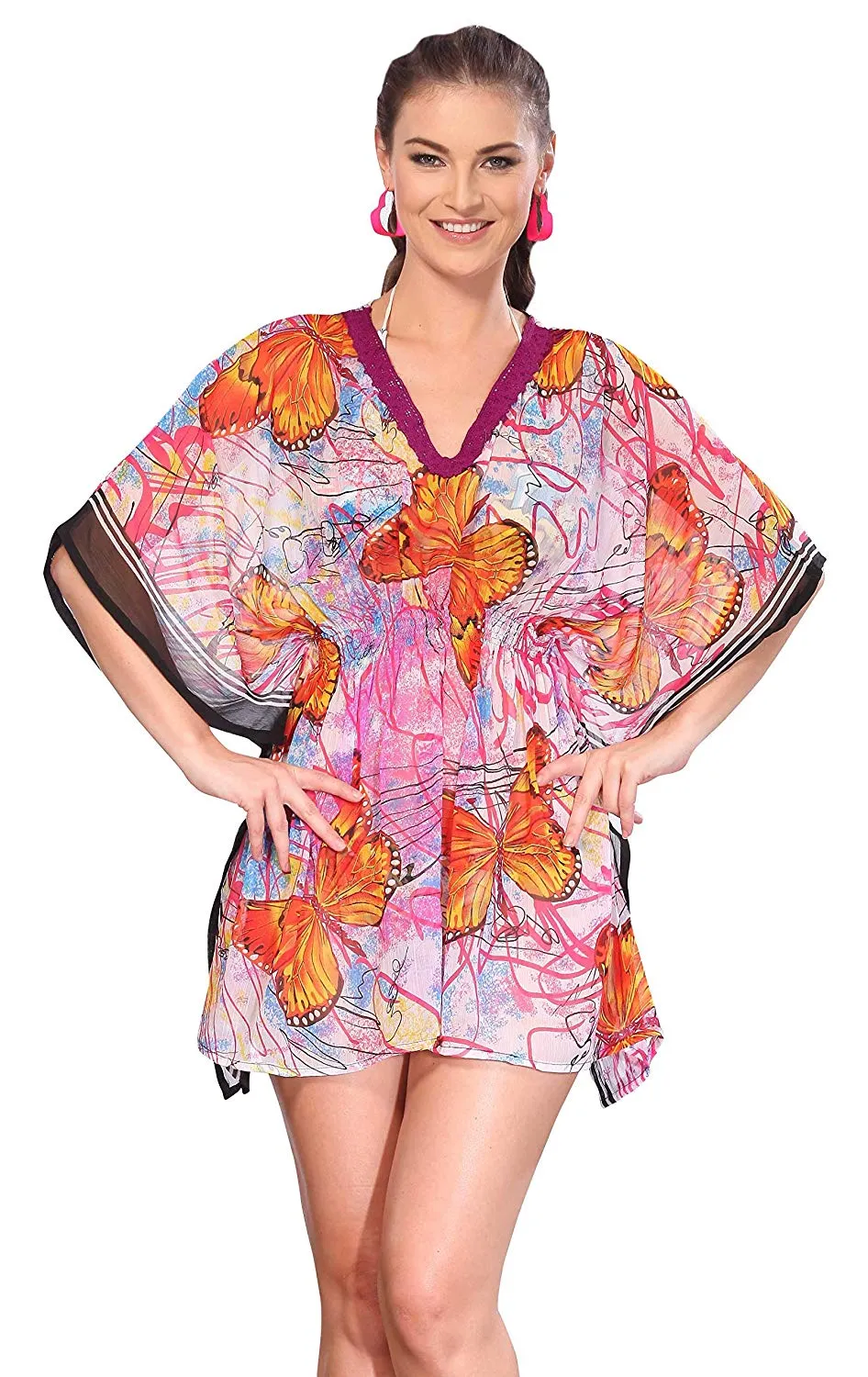 LA LEELA Cover-ups Beach Bikini wear Swimsuit Caftan Dress Women's Printed