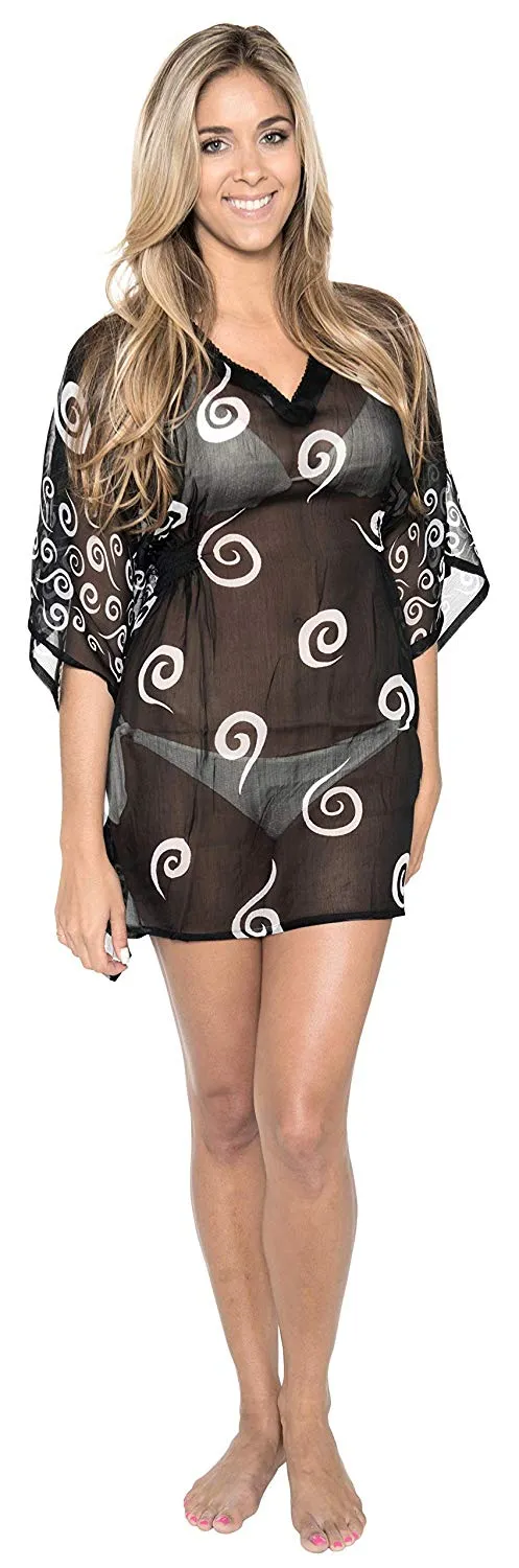 LA LEELA Womens Beach Party Casual Smoked Swing Stretchy Tube Sun Dress Printed