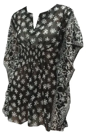 LA LEELA Womens Sweet Heart Neck Blouses Printed Loose Casual  Top US 8-14 Black_C477