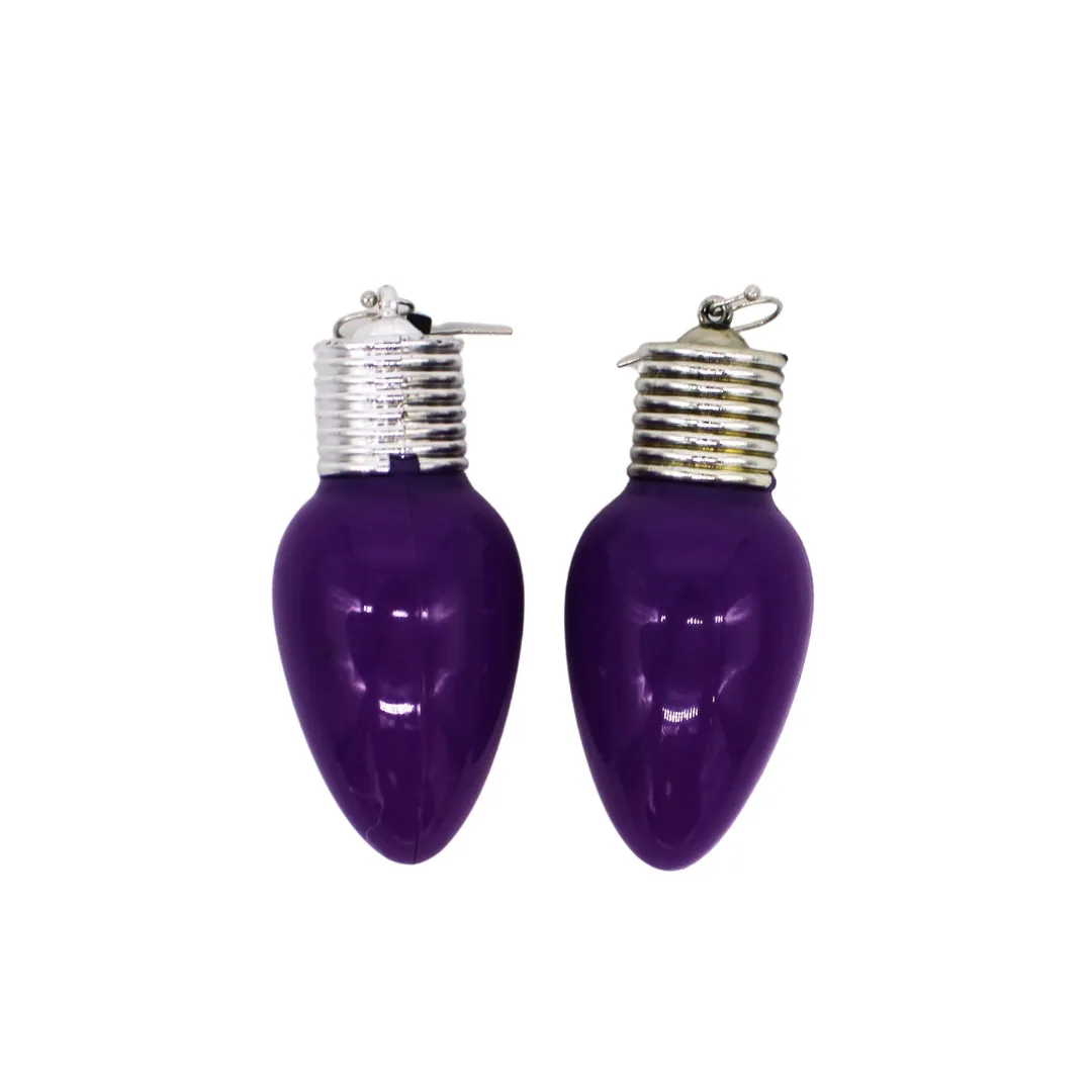 LED Jumbo Bulb Earrings - Purple (Pair)