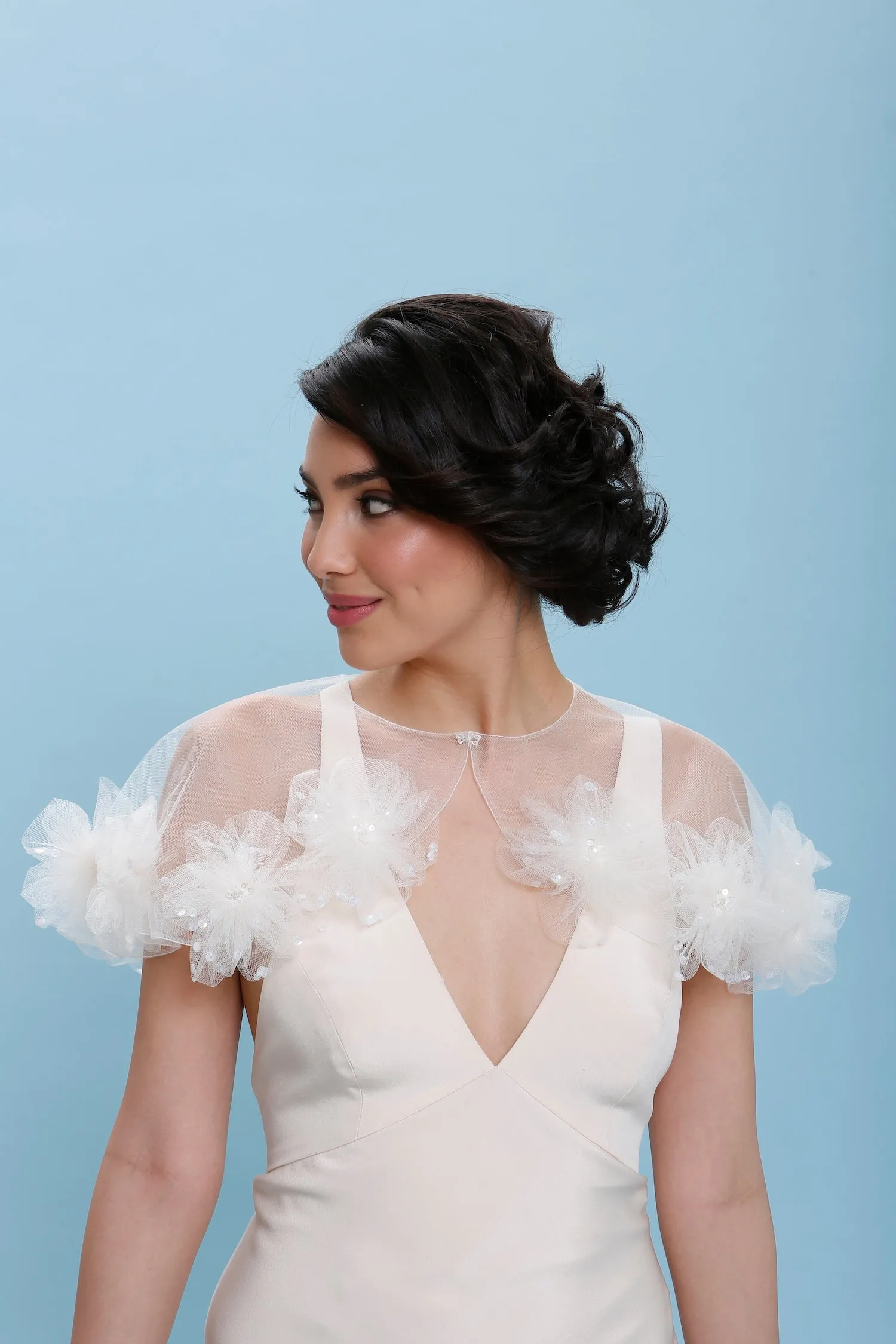 Light Ivory Tulle Flower Capelet