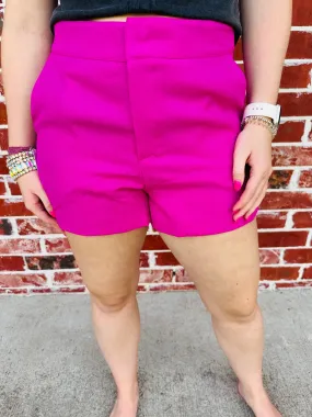 Magenta High Waisted Shorts