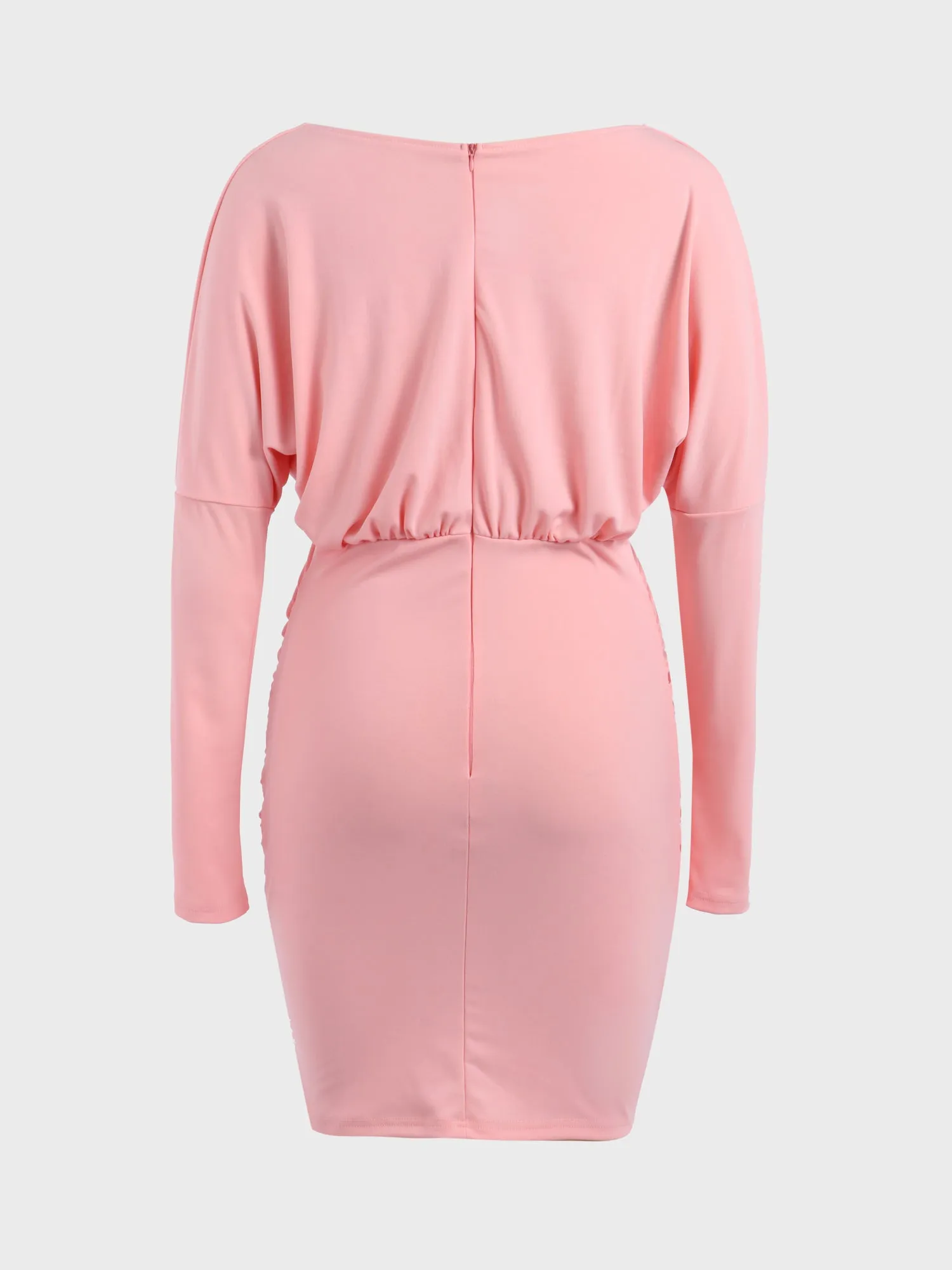 Midsize Long-Sleeved V-NeckSnatch-Waisted Sexy Dress