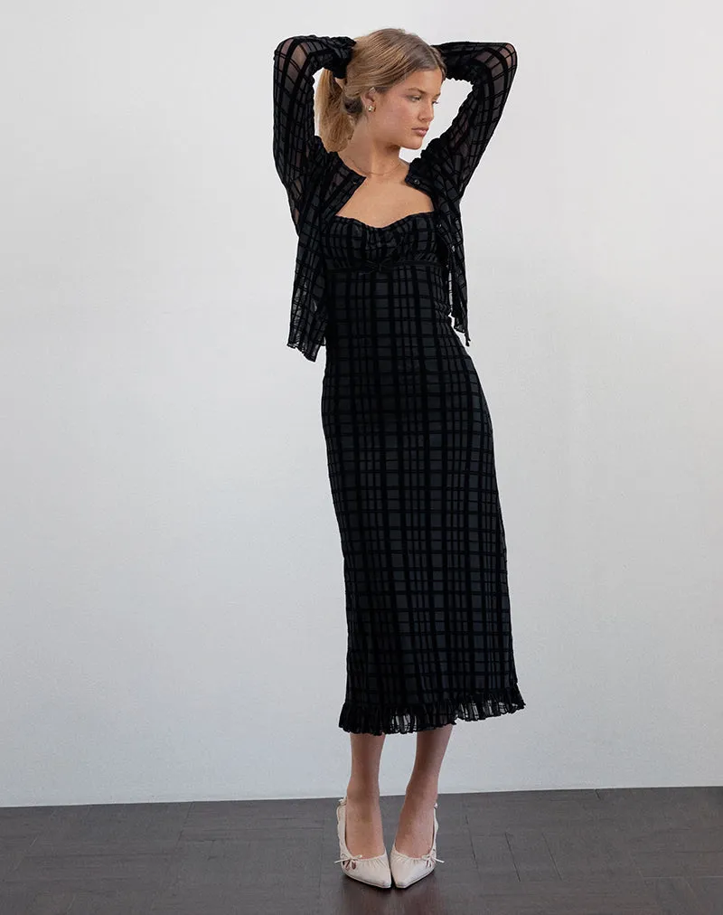 Nateda Dress in Tonal Check Flock Black