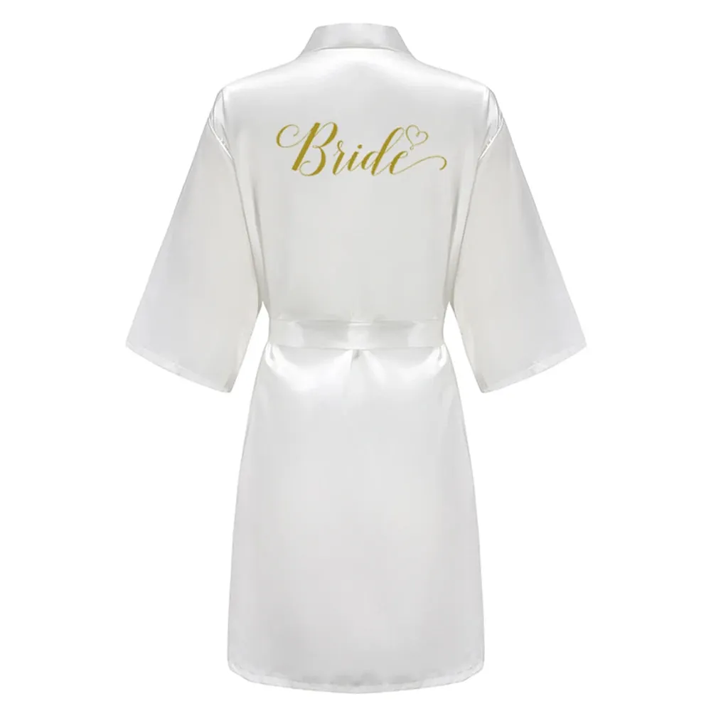 New Bridal Party Bridesmaid Sister Mother Shower Gift Wedding Short Team Bride Robes With White Text Women Bathrobe