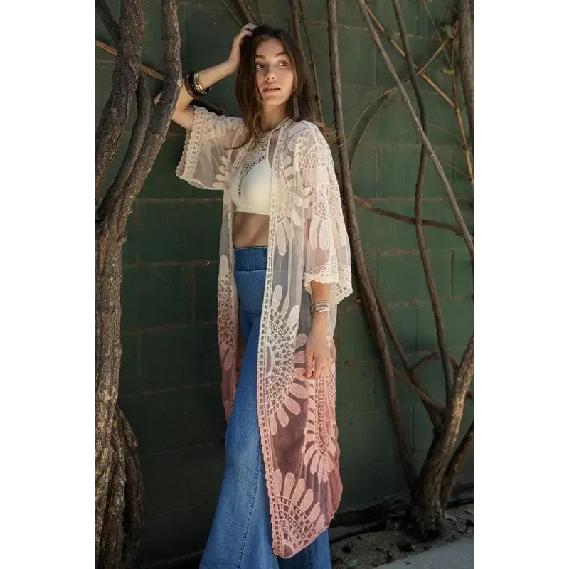 Ombre Bohemian Lace Kimono