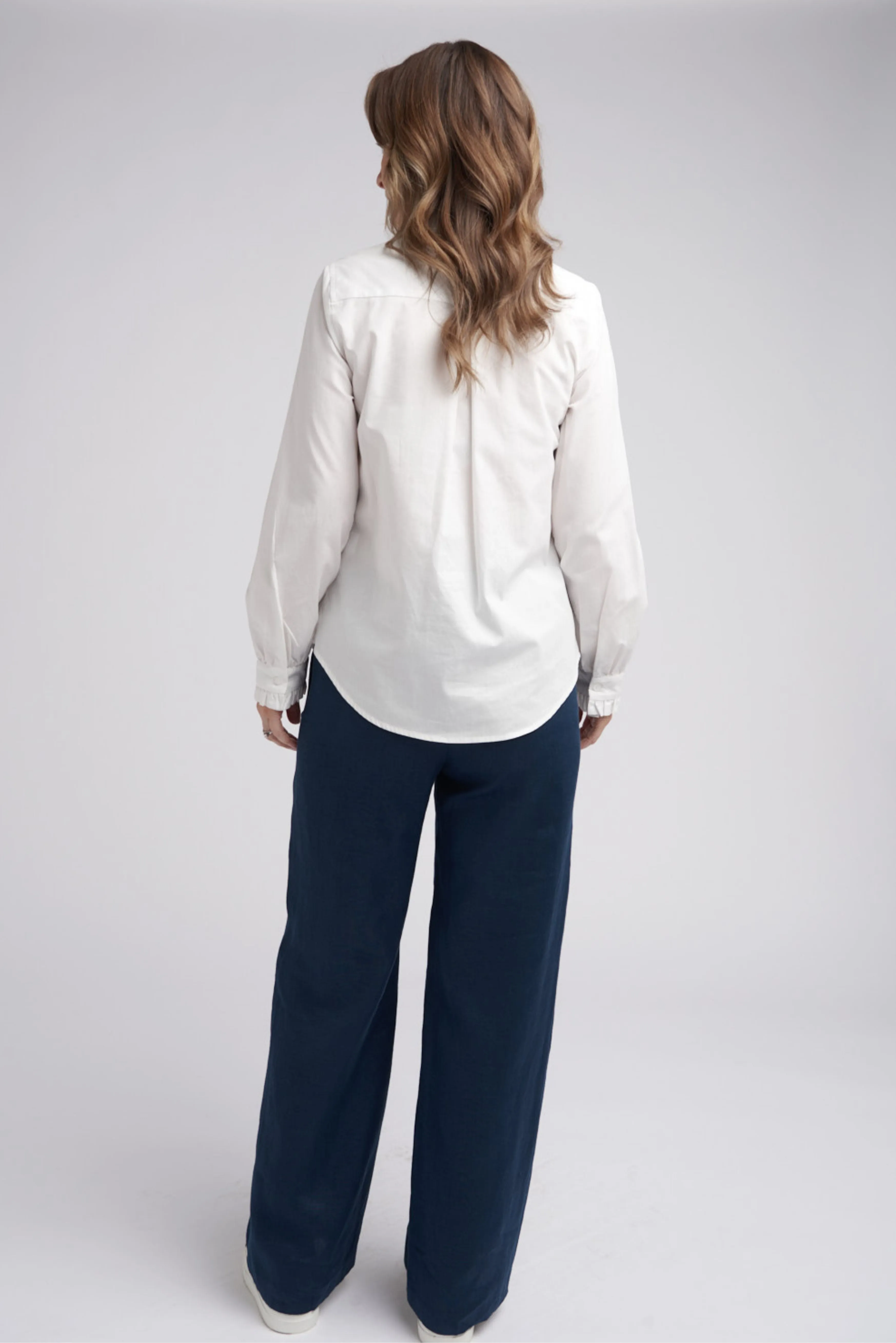 Pleat Front Cotton Shirt White