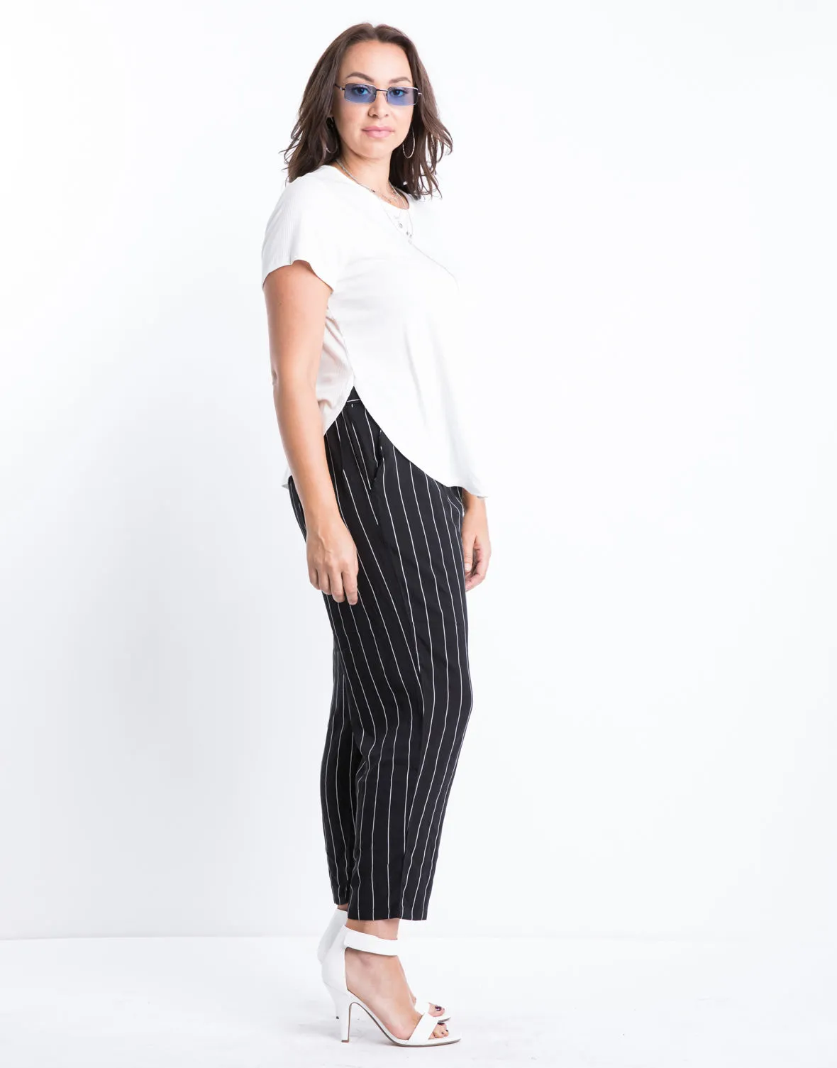 Plus Size Ribbed Side Slit Top