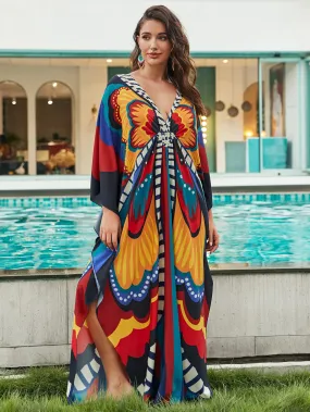 Printed Plus Size Kaftan Swimsuit Cover-Up for Women