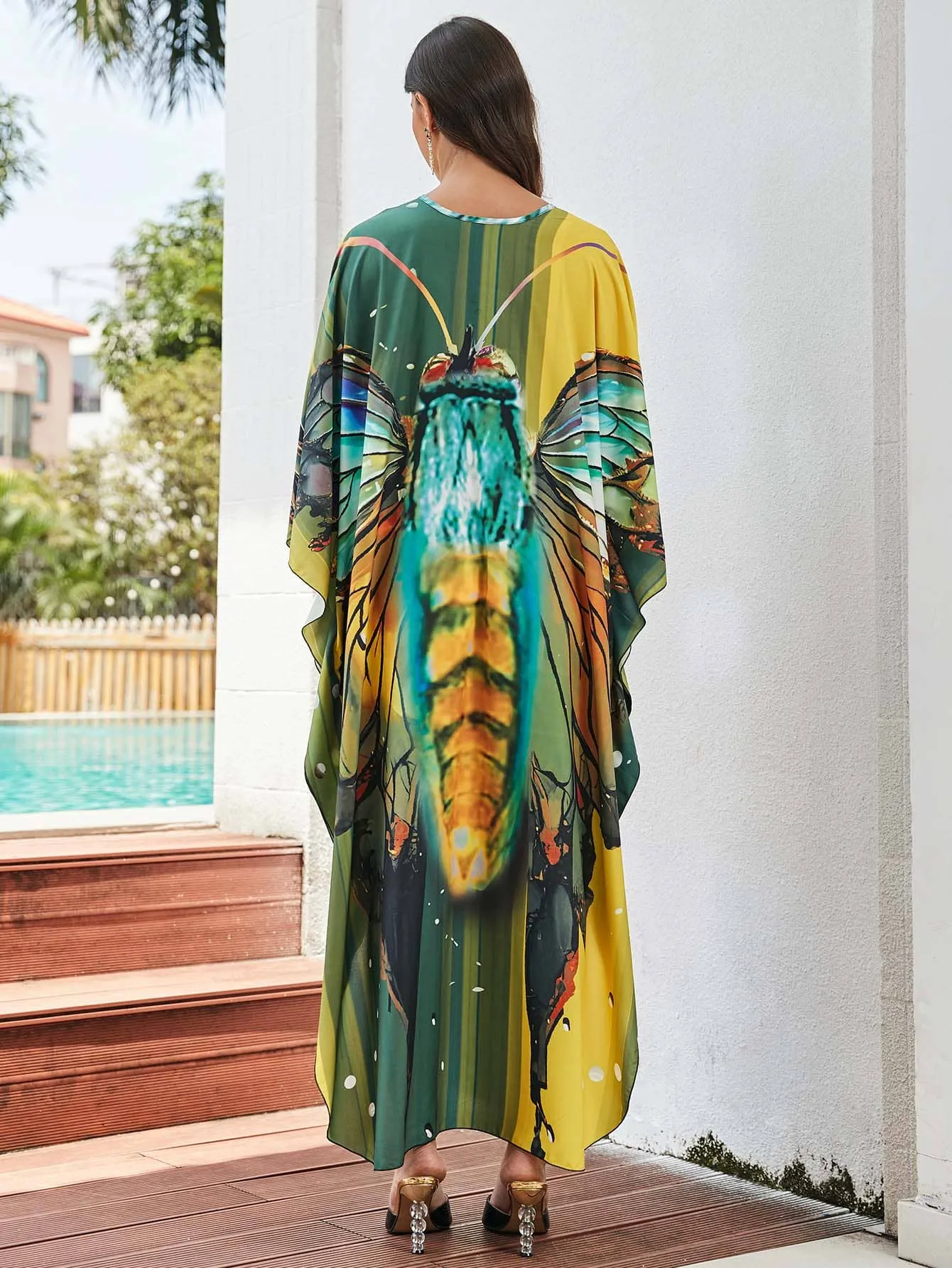 Printed Plus Size Kaftan Swimsuit Cover-Up for Women