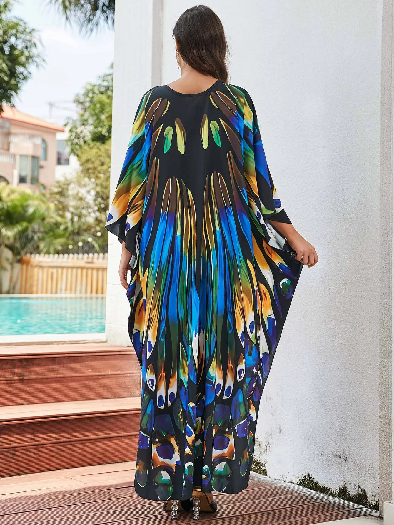 Printed Plus Size Kaftan Swimsuit Cover-Up for Women