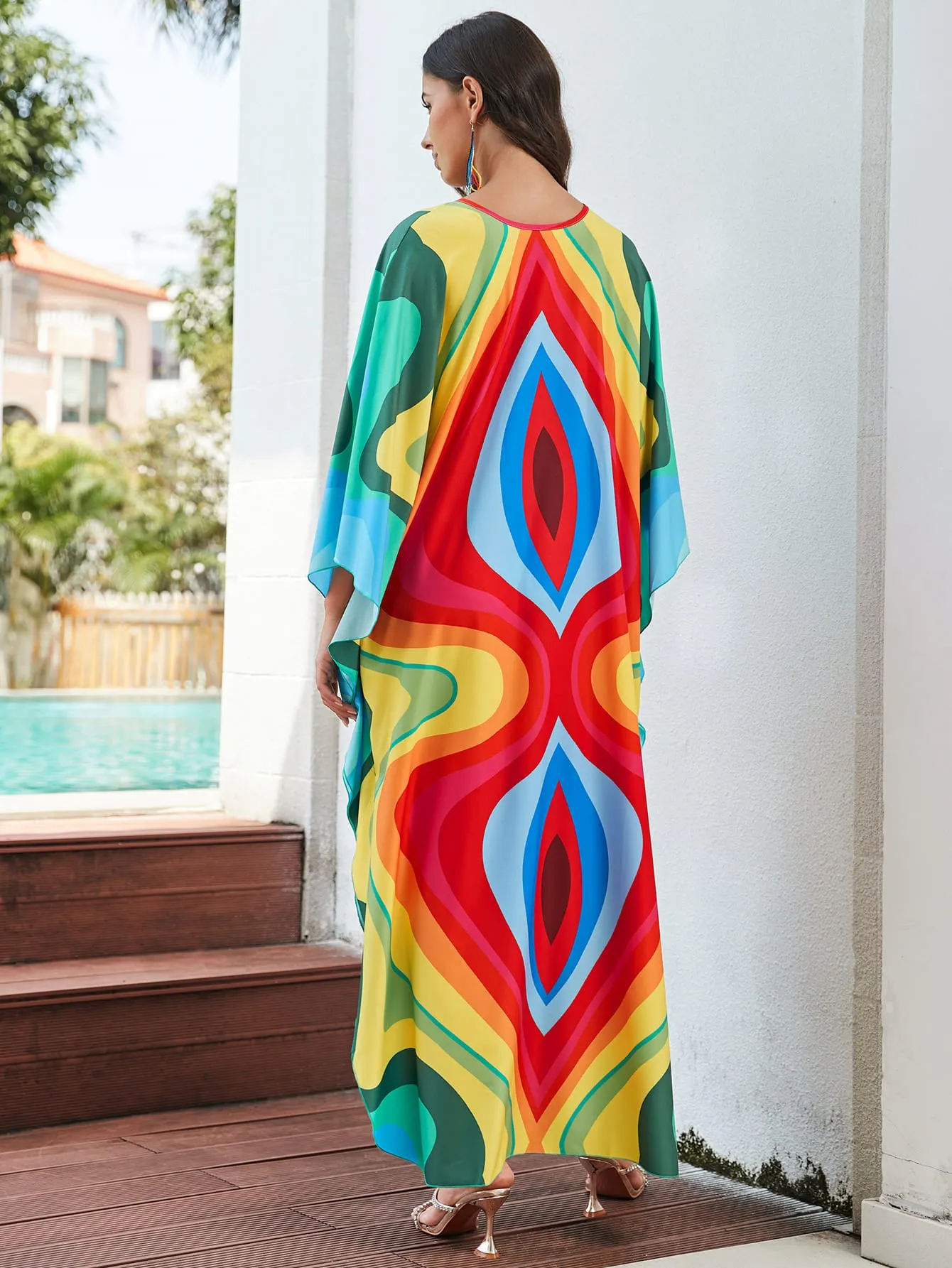 Printed Plus Size Kaftan Swimsuit Cover-Up for Women