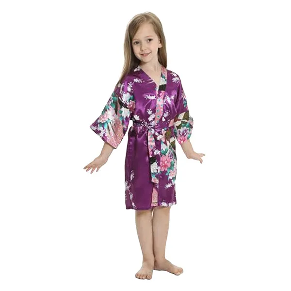 Purple Mommy and Me Robes, Floral, Satin Feel