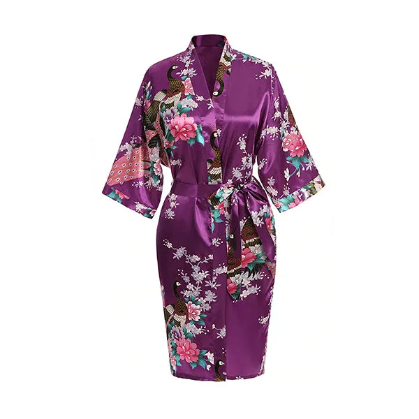 Purple Mommy and Me Robes, Floral, Satin Feel