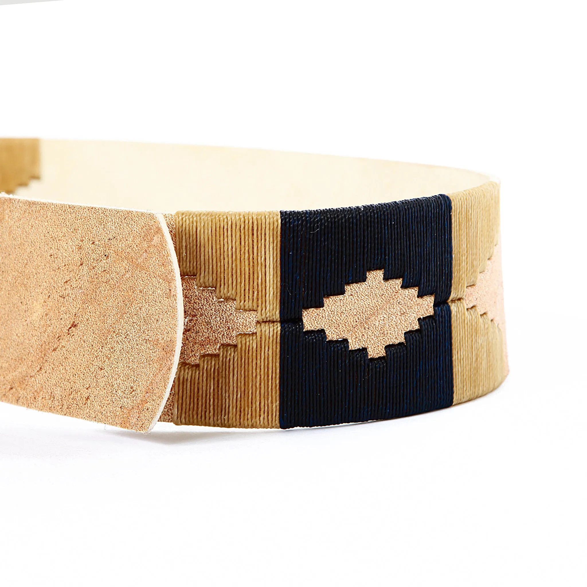 Rawhide Pampa Belt w/ Navy & Tan Stitch