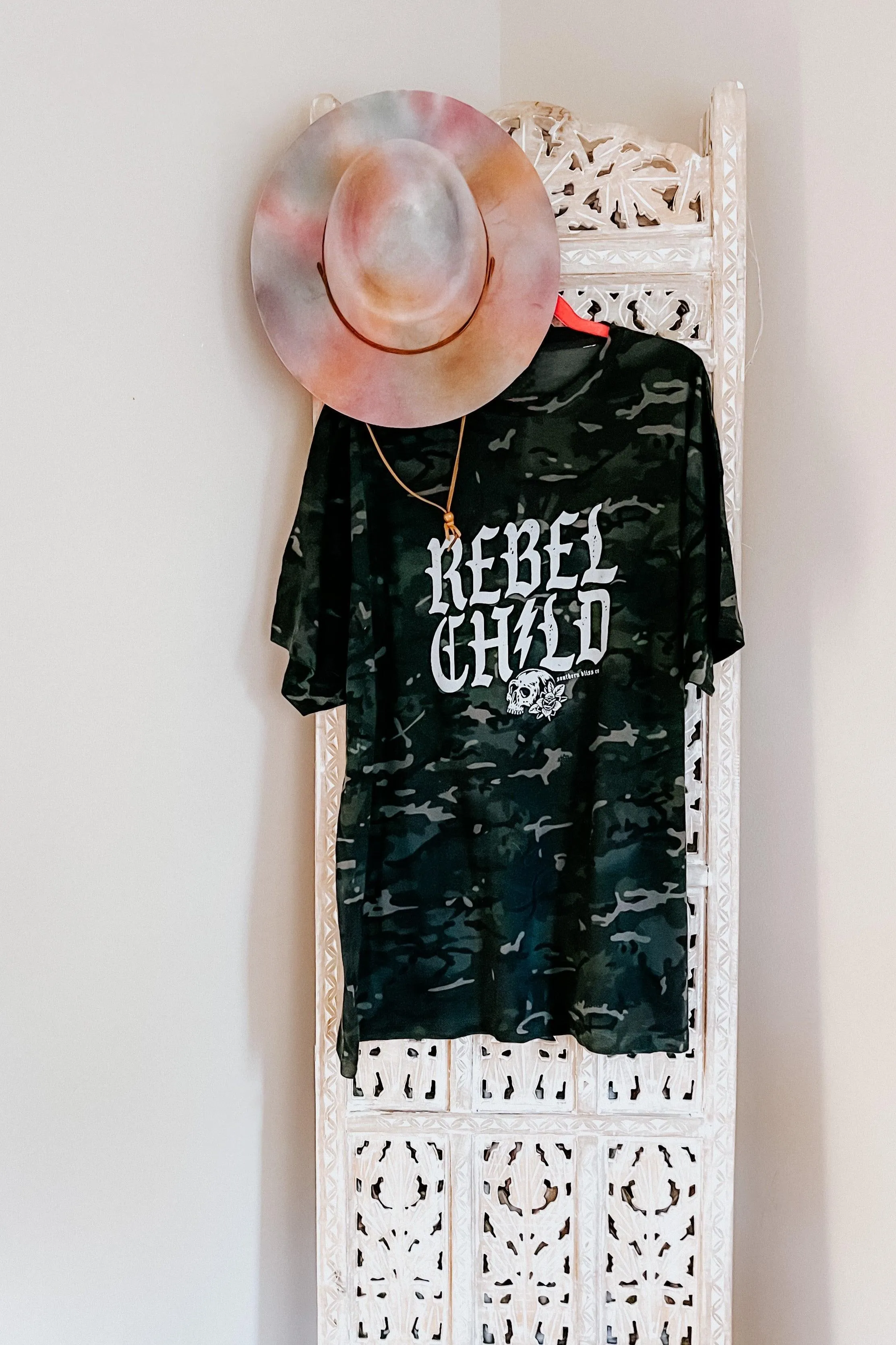 Rebel Child Skull Camo Oversized Tee