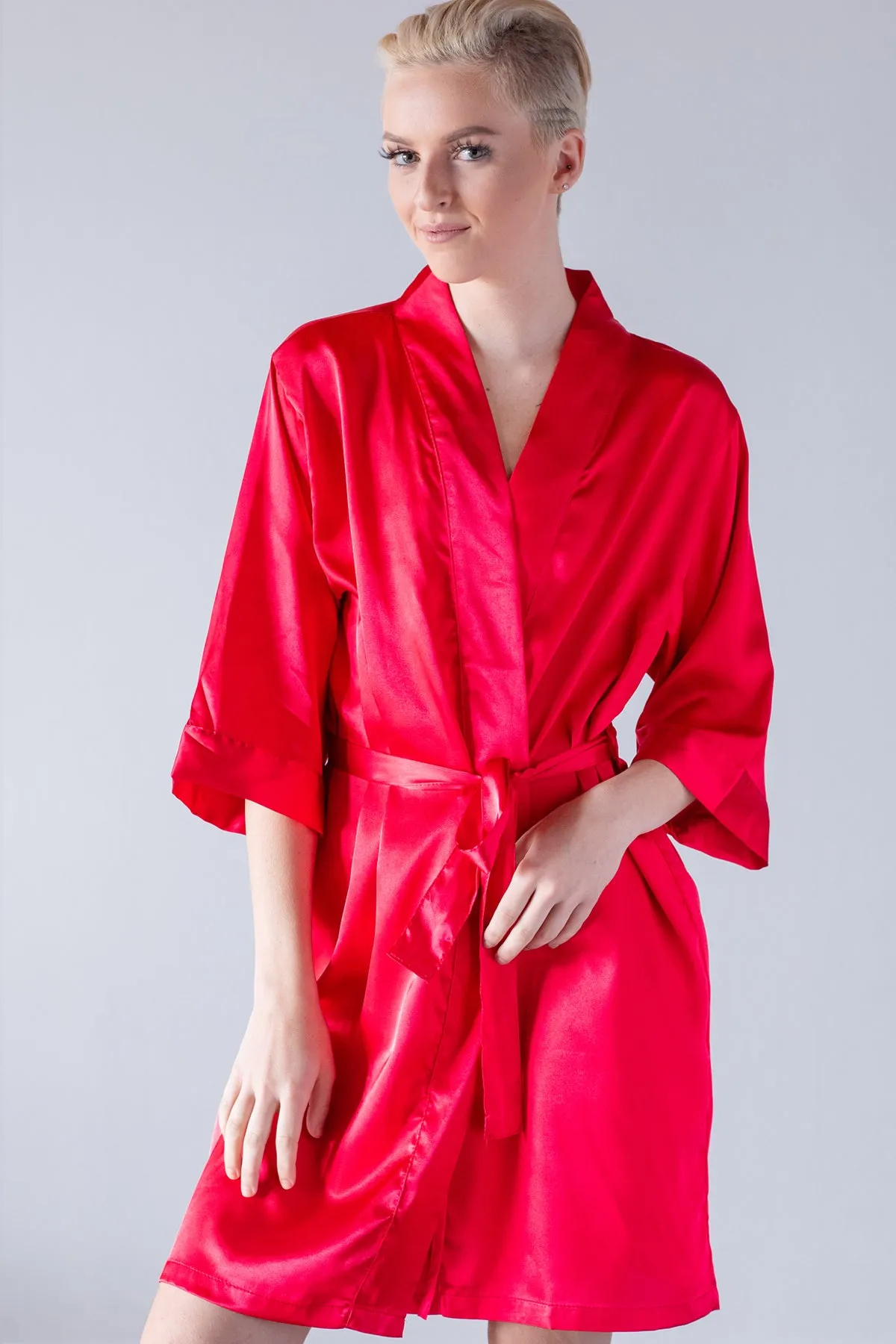 Red Satin Kimono Robe