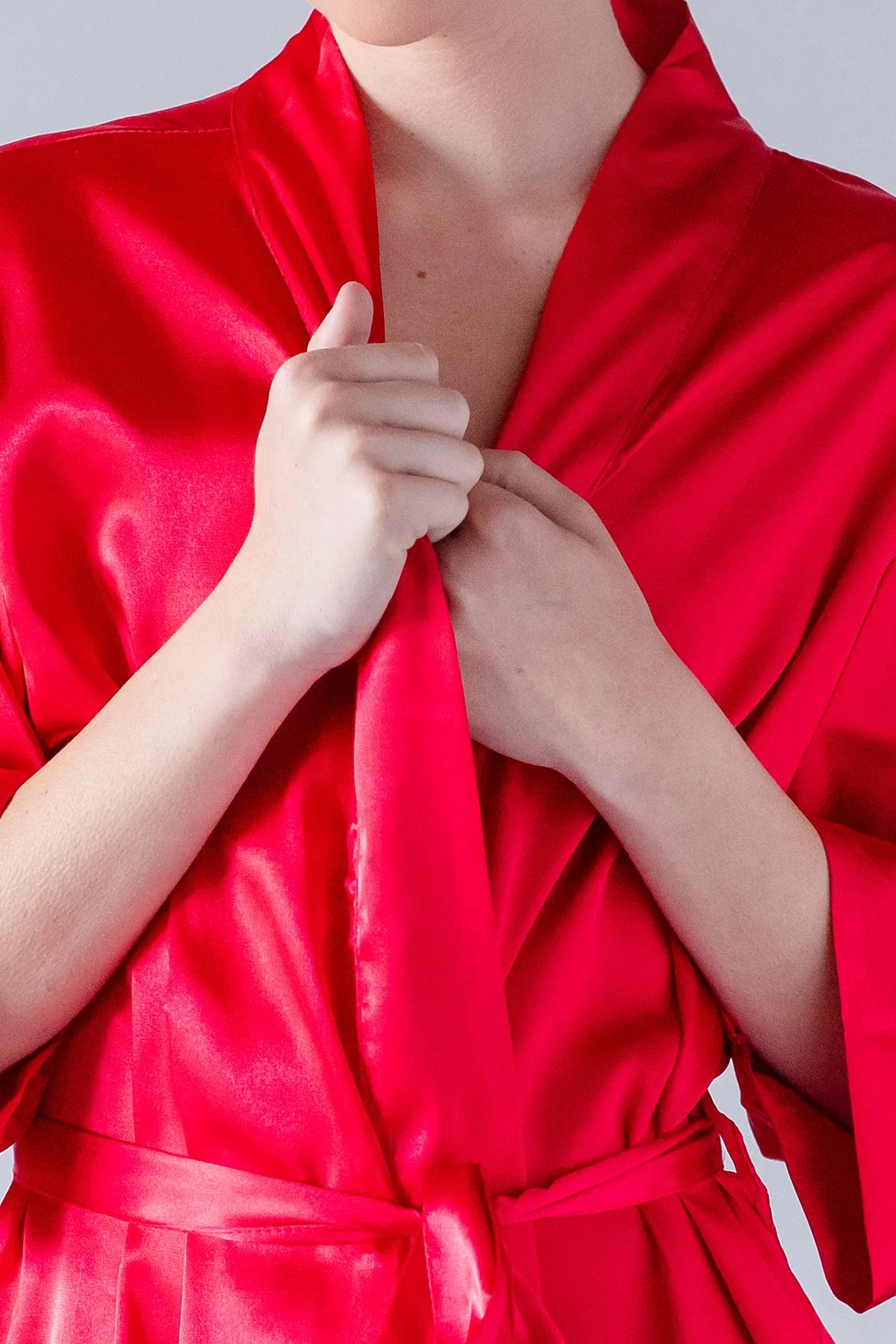 Red Satin Kimono Robe