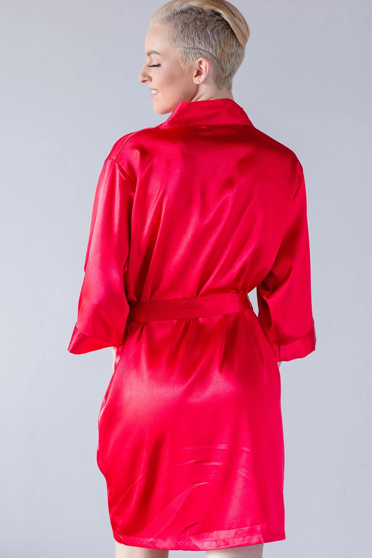 Red Satin Kimono Robe