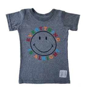 Retro Brand - Everything is Alright Smiley Tee in Heather Grey