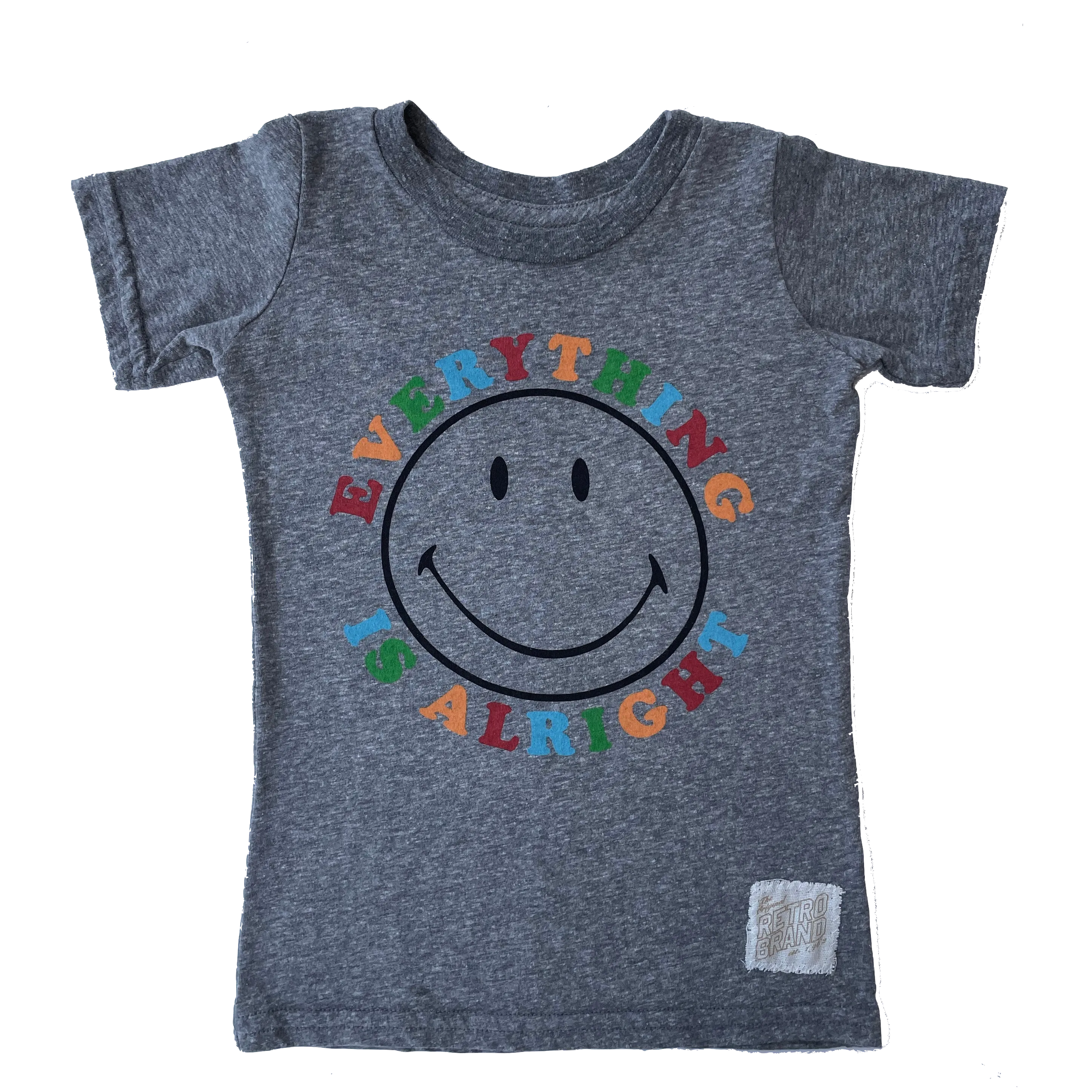 Retro Brand - Everything is Alright Smiley Tee in Heather Grey