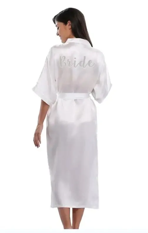 Royal Purple & White Satin Bridal Party Robes Set