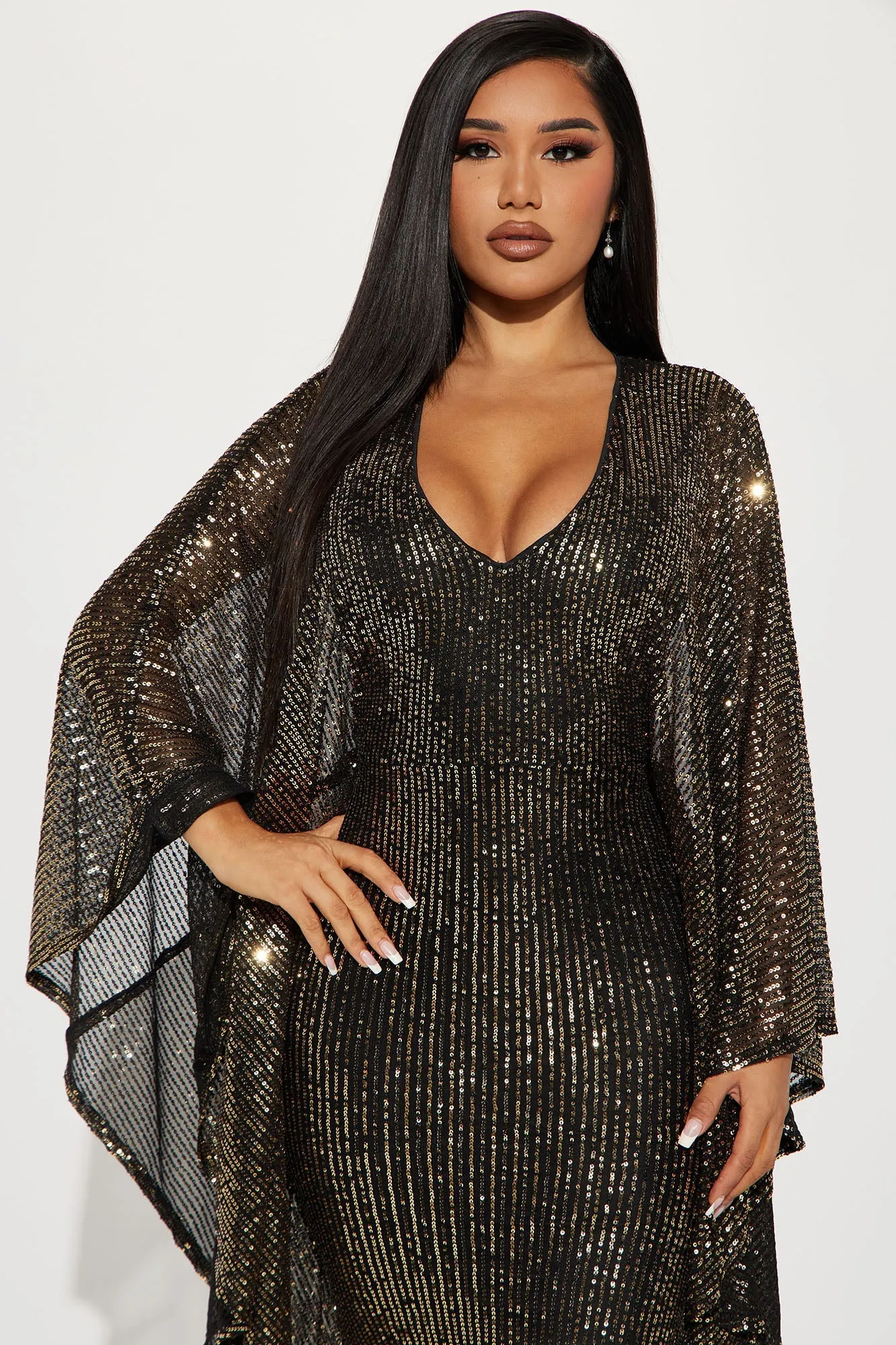 Sequin Maxi Dress - Black/combo