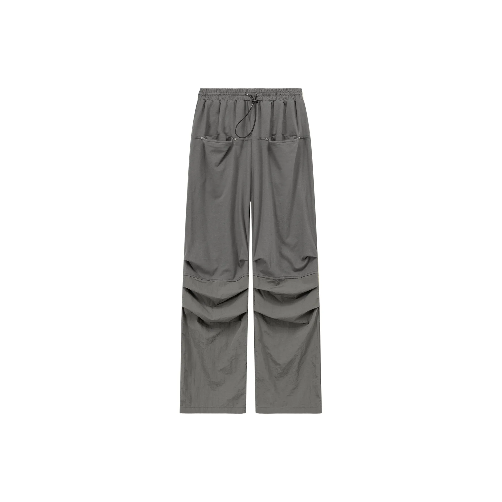 Shirring Drawstring Wide Leg Casual Pants