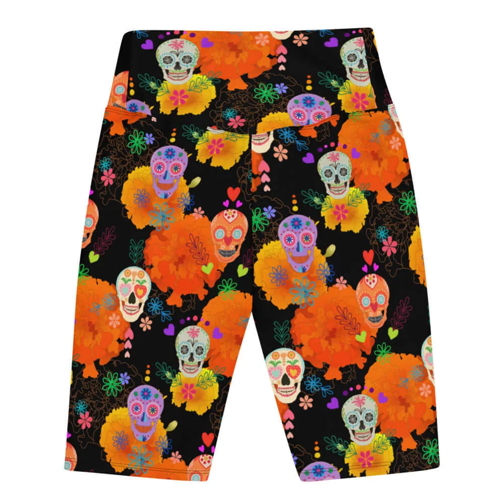 Sugar Skull Biker Shorts