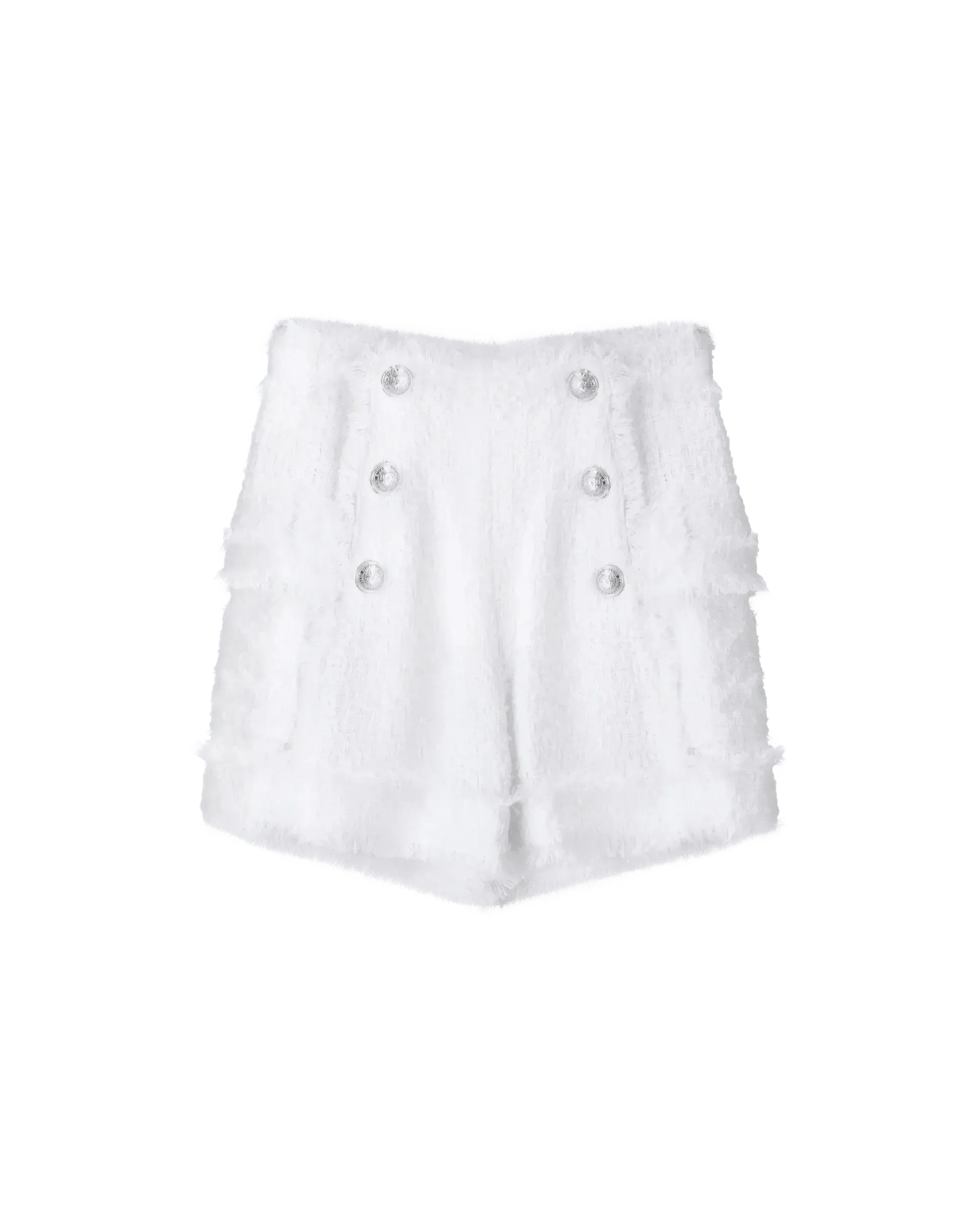 Tweed Silver-Tone Button Shorts