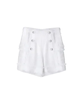 Tweed Silver-Tone Button Shorts