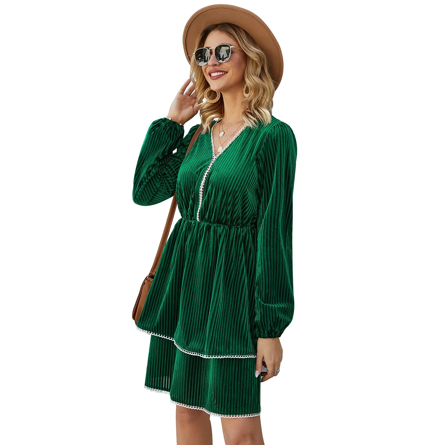 V-Neck Wholesale Women Midi Dress