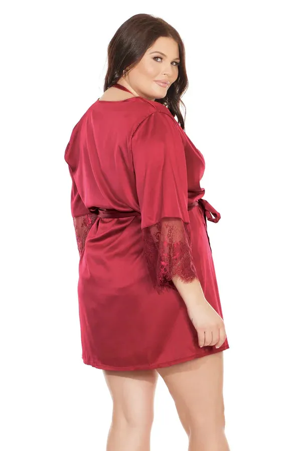 Valentina Satin and Lace Robe