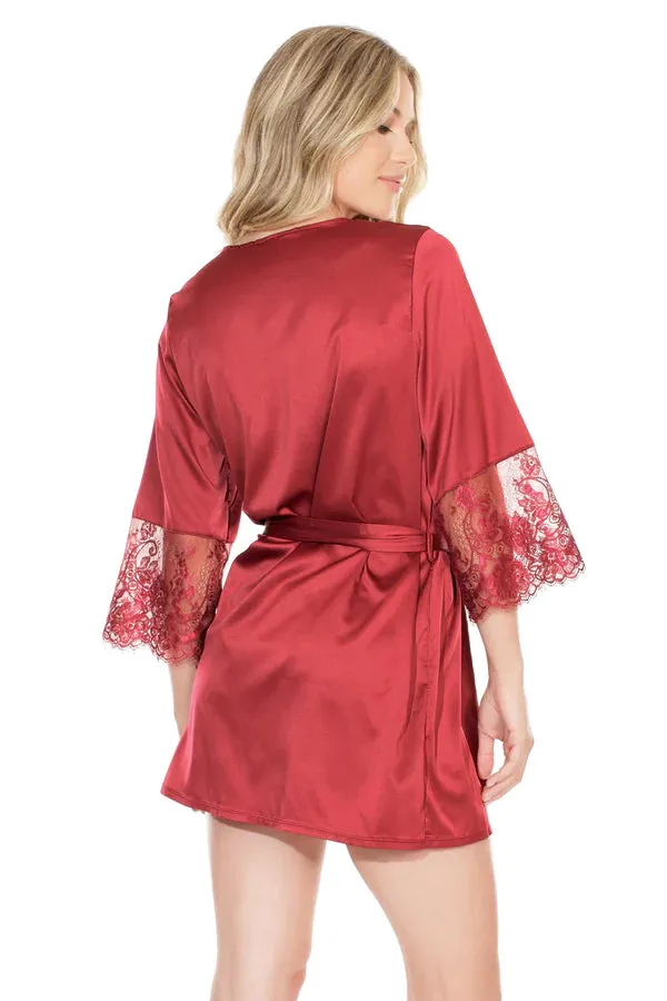 Valentina Satin and Lace Robe