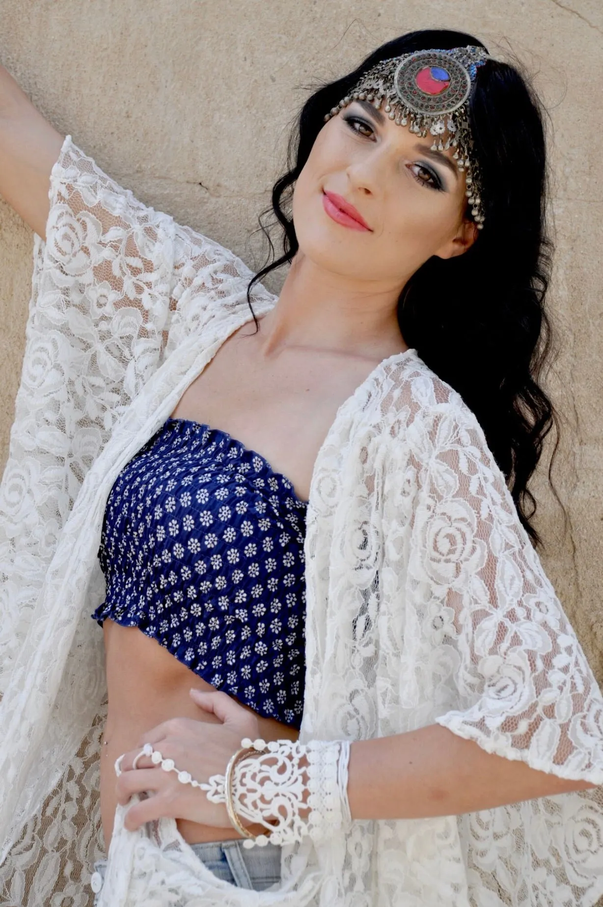 White lace kimono