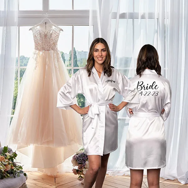 White Personalized Bridesmaid Robes, Custom Womens & Girls Robes for All Occasions, Bachelorette Party Robes, Quinceanera Robes, Birthday Robes