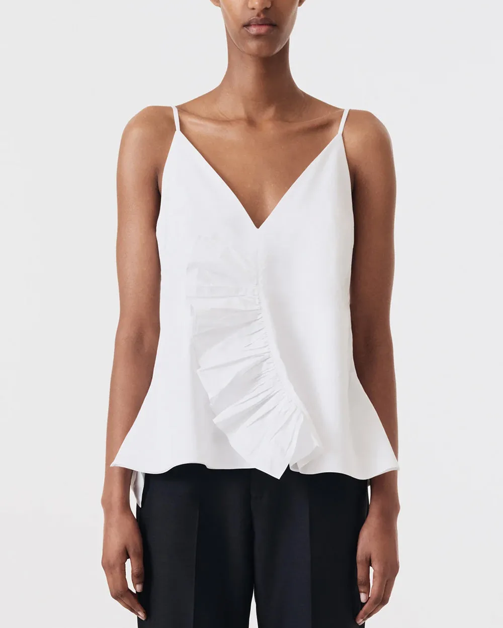 White Slip Frill Top