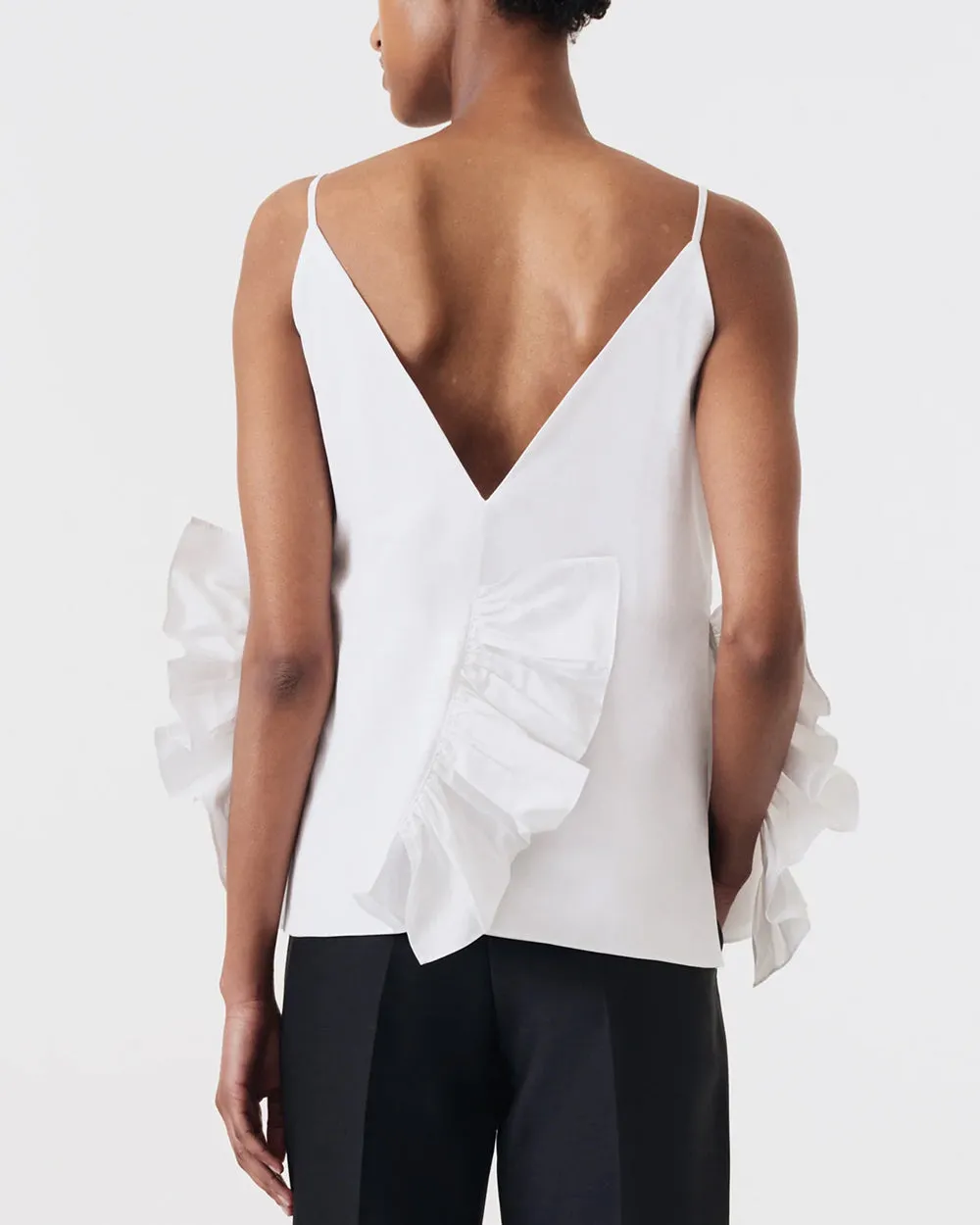 White Slip Frill Top